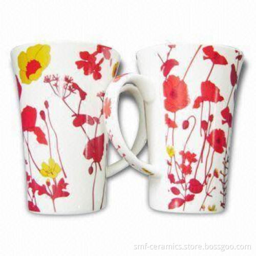 Porcelain Mugs with 16oz Capacity and Trumpet Mouth, Customized Designs are Accepted